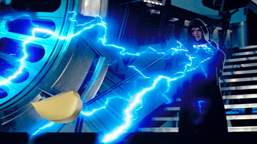 Palpatine using hist force-lightings on garlic